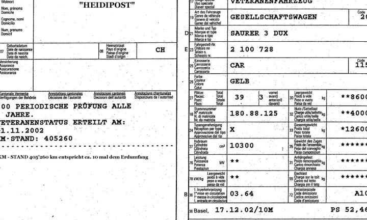 Exemple de document administratif d’immatriculation automobile